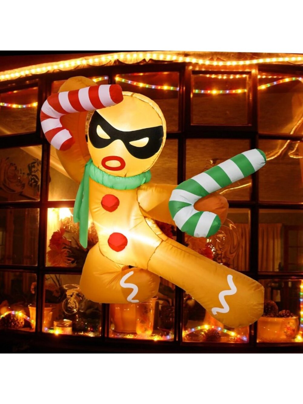 3.5Ft Christmas Gingerbread Inflatable Outdoor Decor - Festive Holiday Blow Up